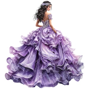Lavanda Quinceañera Clipart,Quinceañera Princesa Clipart,Púrpura Princesa Clipart,Púrpura Quinceañera,Púrpura Quinceañera,Lavanda Quince