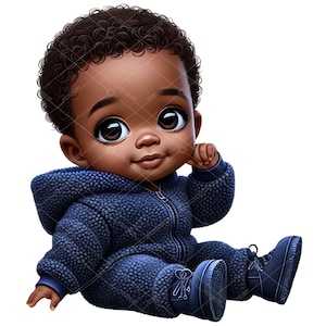 Clipart di neonato afro, Clipart di neonato afro invernale, Clipart di neonato afroamericano, Clipart di neonato invernale, Clipart di neonato blu navy