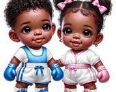 Boxing Gender Reveal Clipart: Baby Boy & Girl PNG (Digital File)