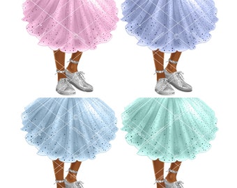 Klipart z pastelowym tutu: srebrne trampki, bransoletka na kostkę (PNG)