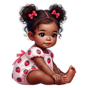 Adorable Strawberry Baby Clipart, Pink Strawberry Baby Shower Clipart, Strawberry Afro Baby Girl, Pink Strawberry Clipart, Strawberry Baby
