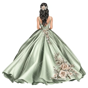 Salie groene quinceañera clipart | Clipart Quinceañera-jurk | Clipart Quinceañera | Clipart salie kweepeer Clipart salie groene kweepeer | Salie: