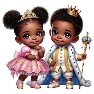 Clipart princesse prince afro-américain, princesse afro, prince afro, princesse prince afro-américain, clipart révélateur de sexe, baby shower de jumeaux
