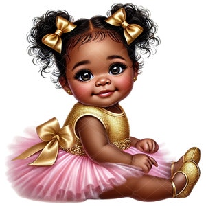 Clipart di bambina con tutù rosa e oro, clipart di bambina con sbuffo afro, clipart di bambina con tutù, clipart di bambina con afro, clipart di bambina con tutù rosa, clipart di bambina con tutù afro