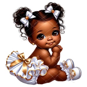 Clipart de bebê afro bufante, Clipart de bebê com calça com babados, Clipart de bebê afro, Clipart de bebê afro-americana, Clipart de bebê com calça com babados