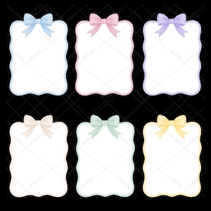 Watercolor Coquette Bow Ribbon Frames with White Centers | Set of 6 | Bow Frame Clipart | Ribbon Frame Clipart | Watercolor Bow Frames