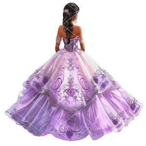 Purple Quinceañera Clipart, Purple Princess Clipart, Lavender Quinceañera Clipart, Purple Quinceañera, Lavender Mis Quince Años