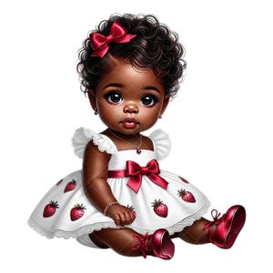 Strawberry Baby Girl, Strawberry Baby Shower Clipart, Strawberry Afro Baby Girl Clipart, Strawberry Clipart, Strawberry Baby Shower, Clipart