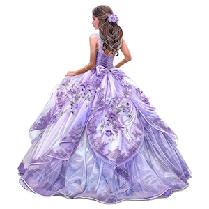 Lavendel quinceañera clipart, Quinceañera prinses clipart, paarse prinses clipart, paarse quinceañera, lavendel mis Quinceañera, clipart