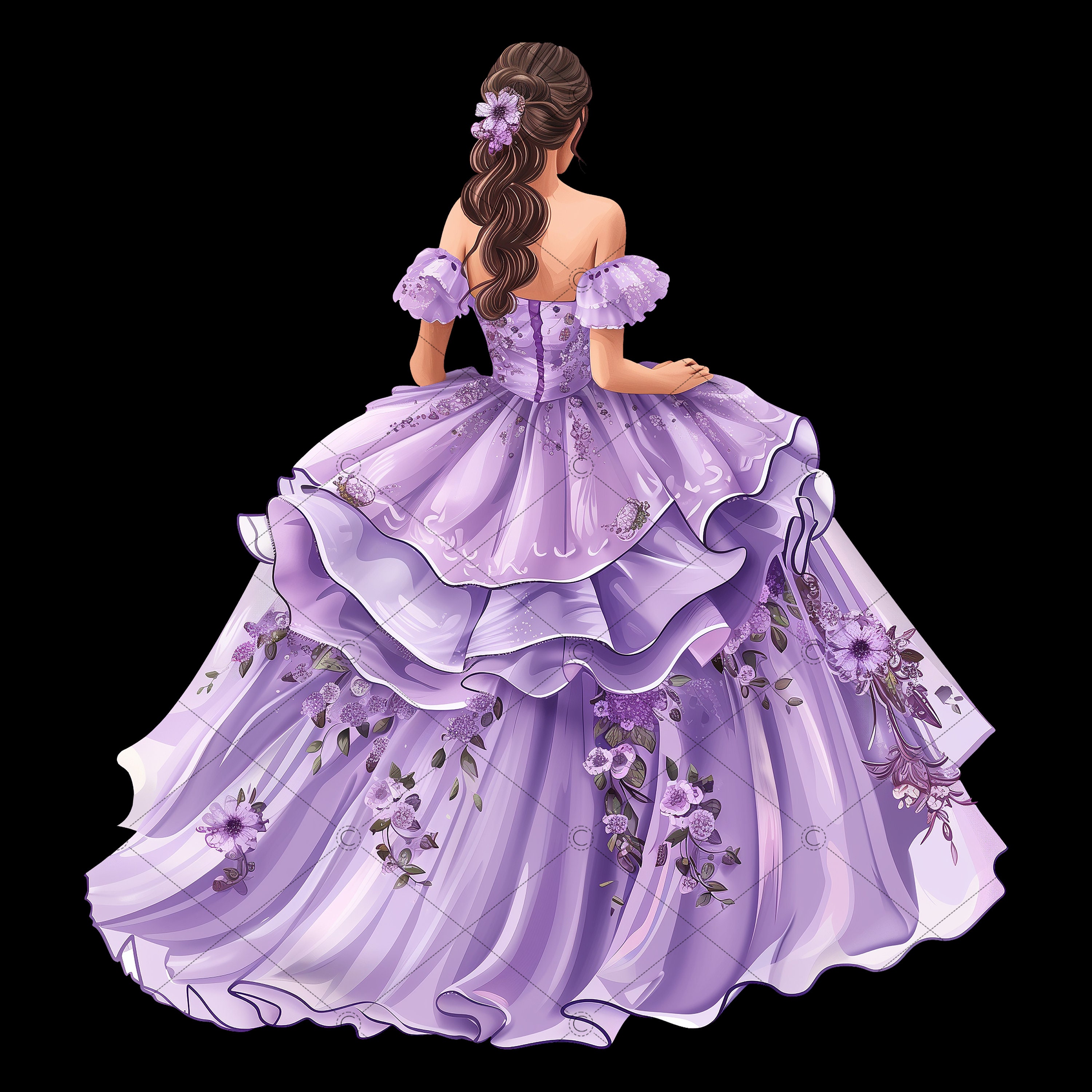 purple princess dress clipart Purple Quinceañera Princess Clipart: Elegant Gown (digital Download)