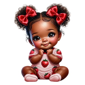 Rosa Erdbeer Baby Clipart, Erdbeer-Baby-Dusche Clipart, Erdbeer-Afro-Baby-Mädchen, Erdbeere Clipart, Erdbeer-Baby-Mädchen Clipart