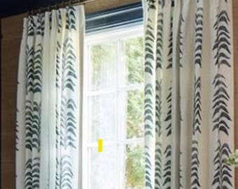 Custom Designer Grande Frond Hand Print Linen Drapes: You pick the fabric and style - Lined