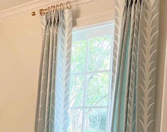 Custom Designer Schumacher Acanthus Stripe Drapes: You pick the fabric and style - Lined