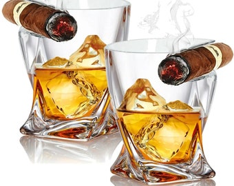 Pair of Cigar Whiskey Glasses