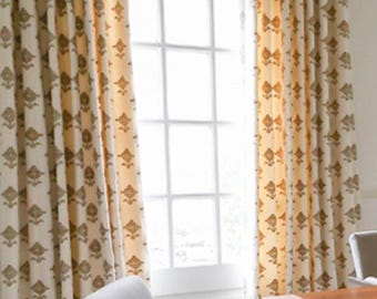 Custom Designer Schumacher Rubia Embroidered Drapes: Thermal Lined