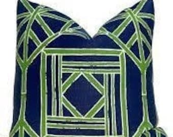 Shoji Panel Navy and Green Pillow Cover