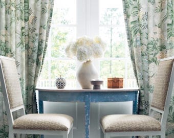 Custom Designer Thibaut Meadow Drapes - Lined- Other colors available- Free Shipping
