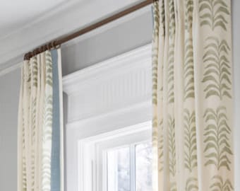 Custom Designer Grande Frond Hand Print Linen Drapes: You pick the fabric and style - Lined