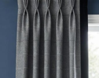 Designer Theo Polo Plaid Wool Drapes - Lined