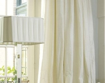 Ivory Faux Taffeta Drapes With Thermal Lining - Ready to ship