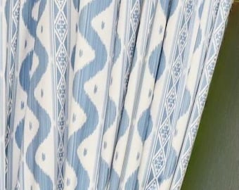 Custom Designer Alice Ikat Stripe Drapes - Lined