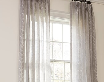 Custom Designer Schumacher Acanthus Stripe Sheer Curtain