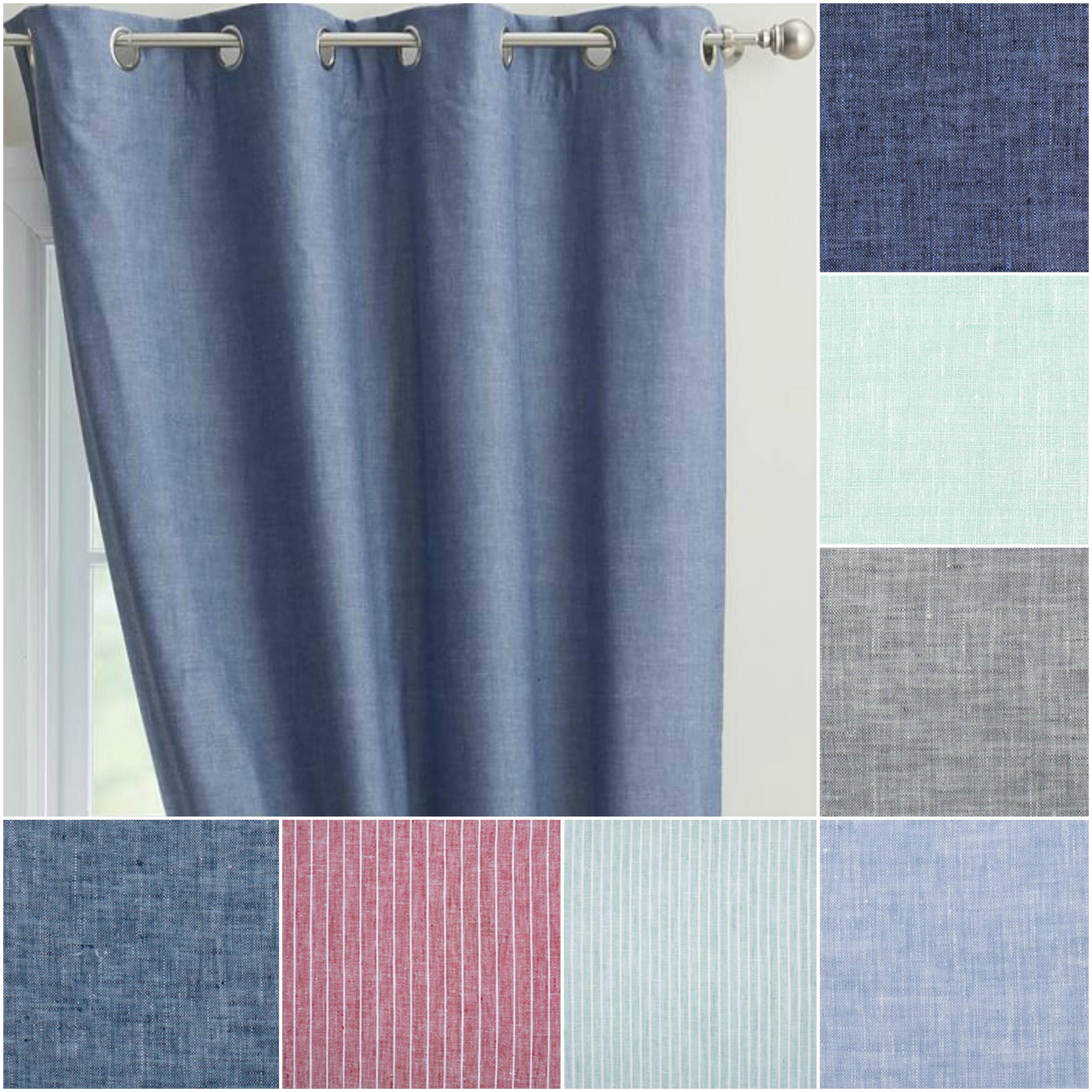 Custom Chambray 100 Linen Drapes With Lining You Pick The Etsy