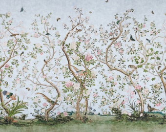 F Schumacher Les Oiseaux Wallpaper Panel Set - FREE SHIPPING (Packaged as a set) (other colors available)