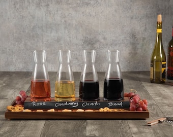 Acacia Wood Wine Tasting Kit With Glass Carafes