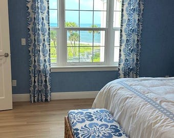 Custom Designer Thibaut Tybee Drapes: You pick the fabric and style - Lined