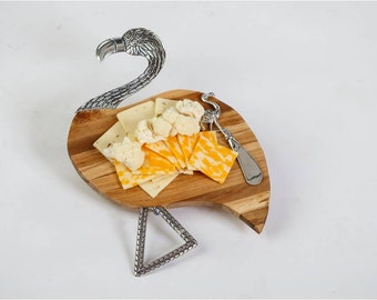 Flamingo Cheese Board and Spreader Set