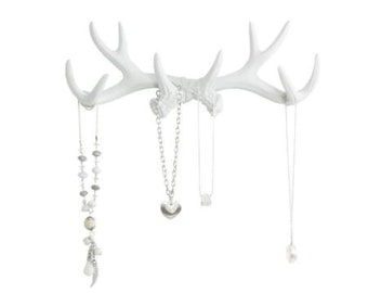Antler Jewelry Wall Rack - white or silver