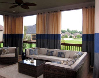 Designer Custom Outdoor Stripe and Solid Patio Drapes - You pick the style and colors