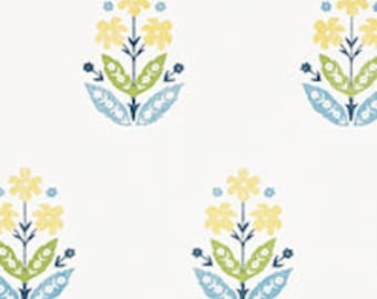 Schumacher Floweret Paperweave Wallpaper (Packaged in 8 yd rolls)
