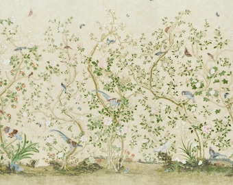 F Schumacher Les Oiseaux Wallpaper Panel Set - FREE SHIPPING (Packaged as a set) (other colors available)