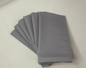 Set of 6 Silver Cotton Sateen Cloth Napkins