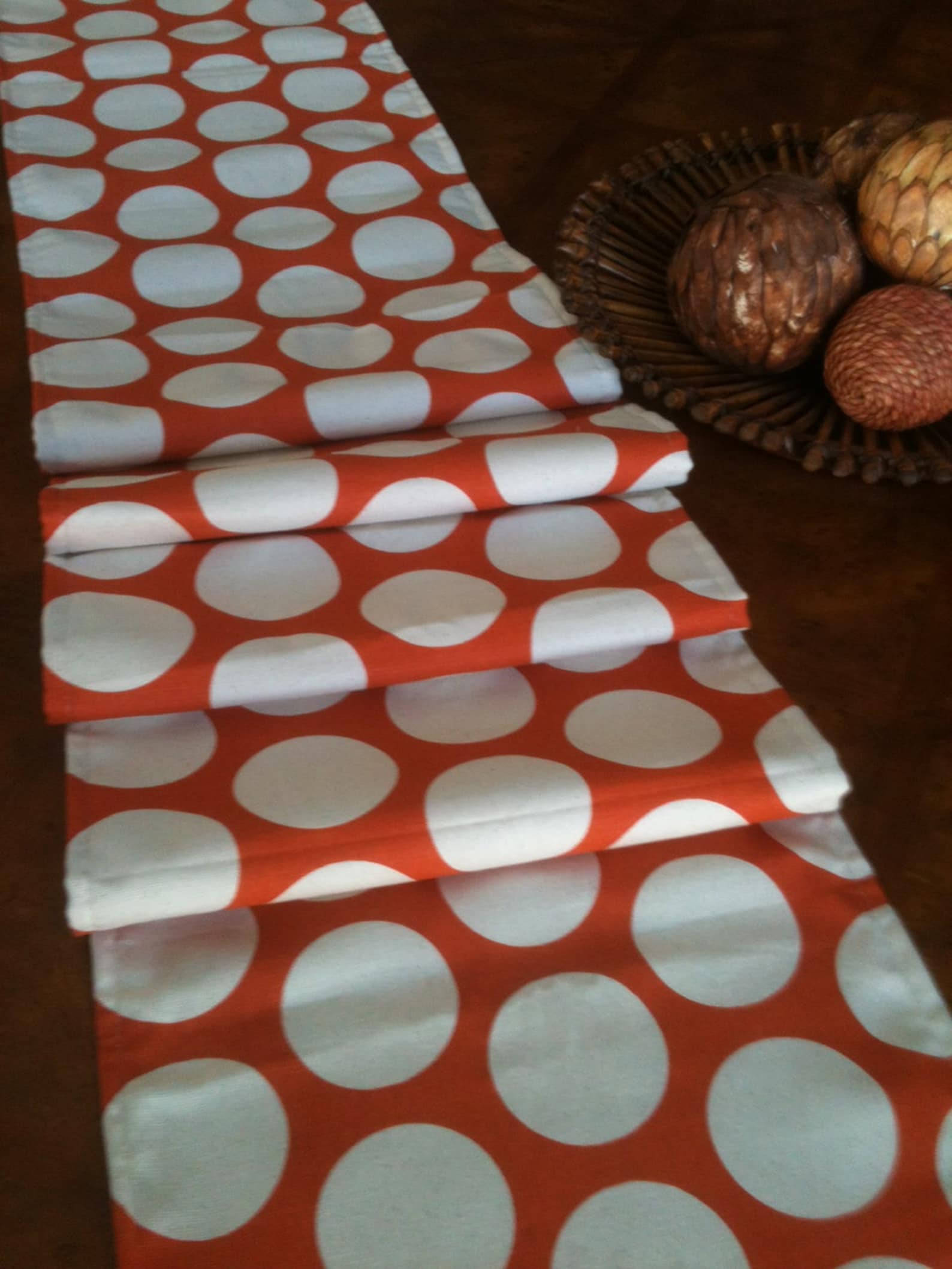 Orange Polka Dot Lined Table Runner Ready to Ship Etsy