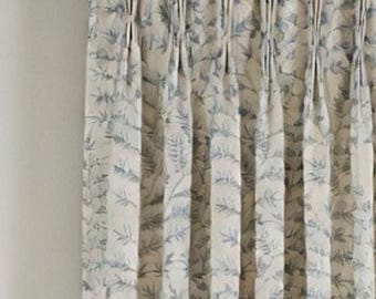 Custom Prasana Embroidered Leaf Linen Drapes - Lined