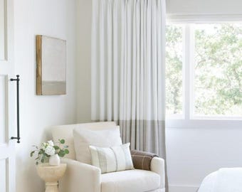 The Kyndal Color Block 100%  Linen Drape (Other Colors available) - Blackout lining
