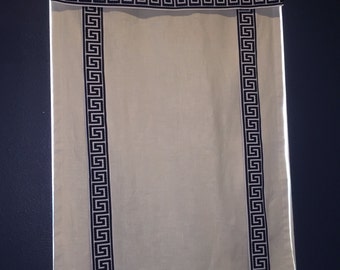 Custom Lined Faux Roman Shades with Greek Key Trim - Pick any linen with any trim