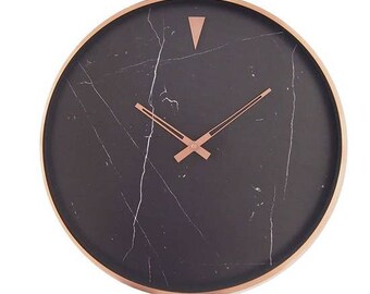 Black Marble and Copper Wall Clock