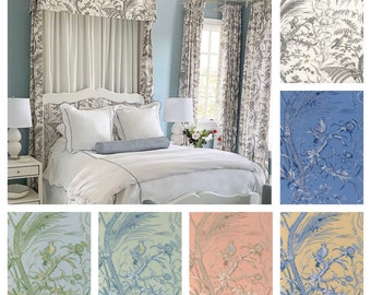 Custom Designer Brunschwig and Fils Bird and Thistle Drapes New!: You pick the fabric and style - Lined