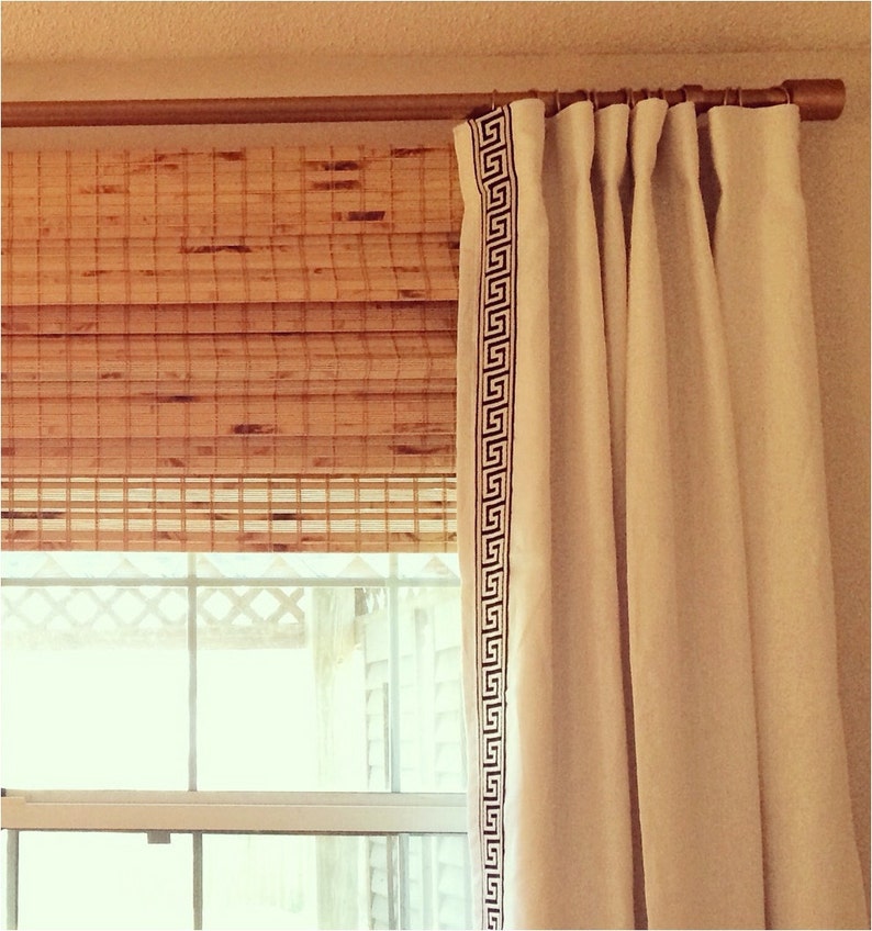 Custom Lined Linen Drapes with Greek Key Trim Pick any linen with any trim
