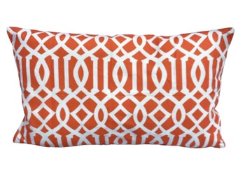 Orange and White Trellis Pillow Cover