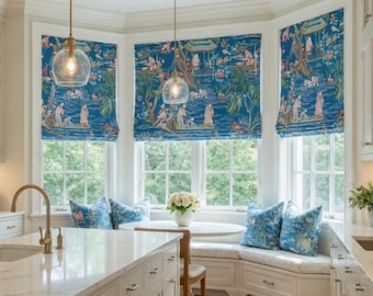 Yangtze River Custom Operable  Roman Shade - Lined