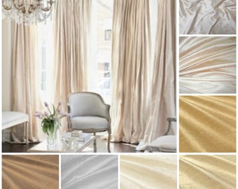 Neutral Silk Dupioni Drape with Thermal Lining - You pick the color and style