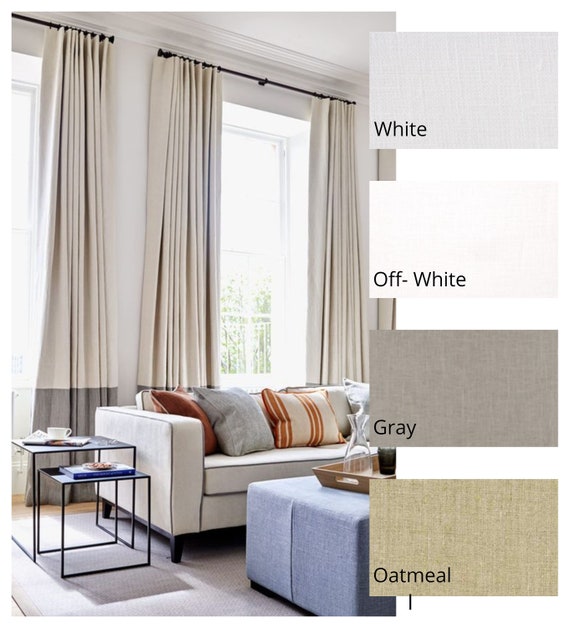 Custom Linen Color Block Drape With Lining Etsy