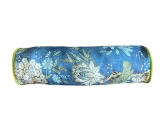 Designer Villeneuve Navy Pillow Neck Roll 8 x 24