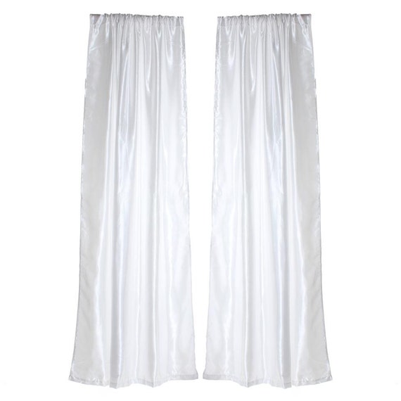 Luxury White Satin Pole Pocket Drapes With Thermal Suede Etsy
