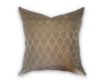 Beige embroidered sateen Pillow Cover- ready to ship